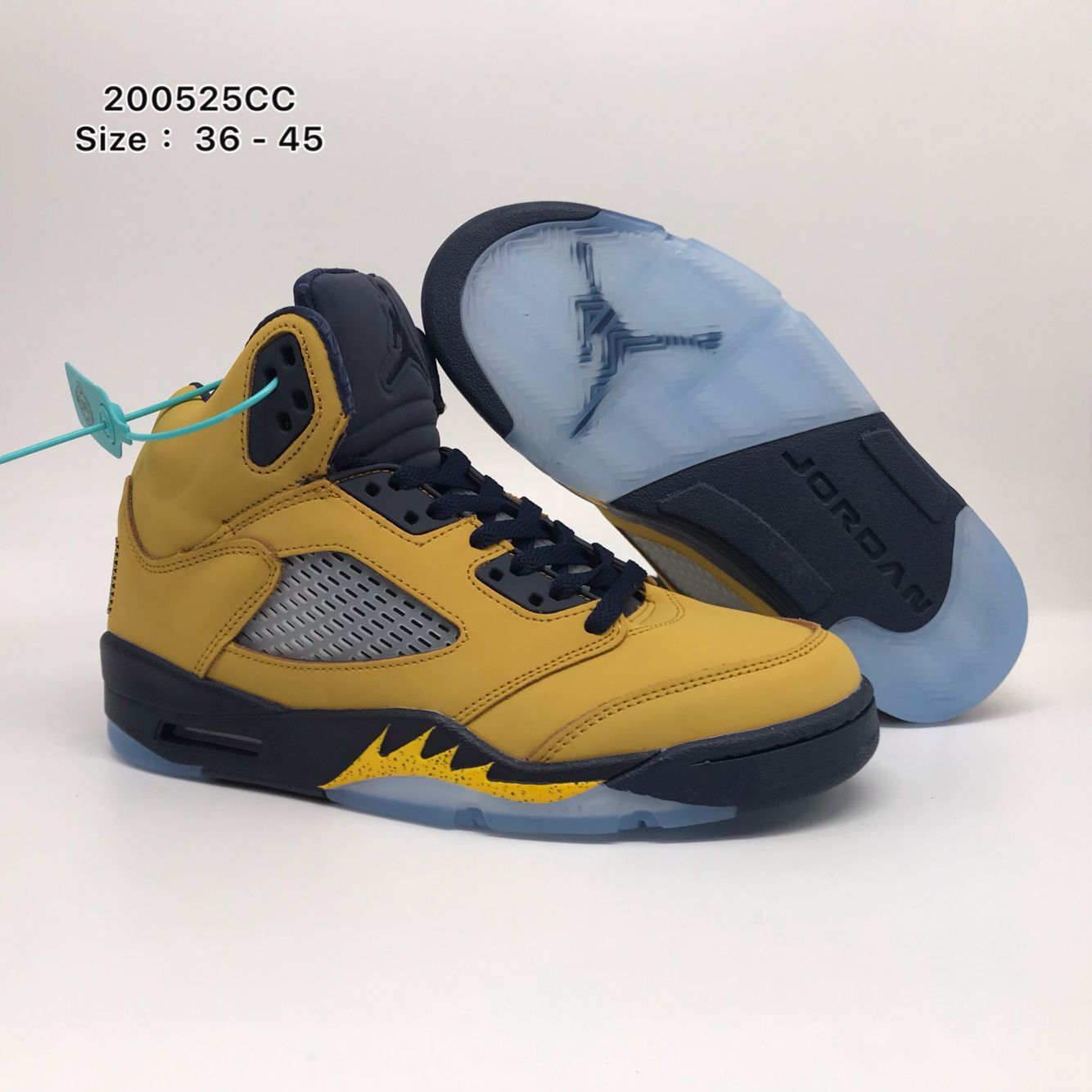 New Air Jordan 5 Michkgan Yellow Navy Blue Shoes - Click Image to Close